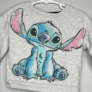 Front & Back Design Disney Stitch Crewneck Sweater Grey 18M